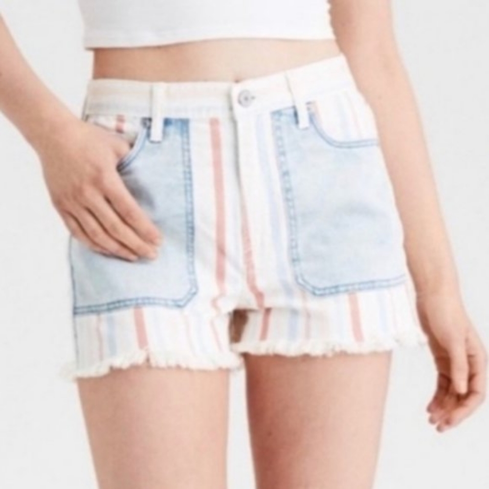 NWT High-rise Pastel Striped Shorts from AE
